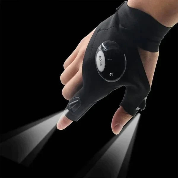 Guantes impermeables con linterna LED para hombres y mujeres